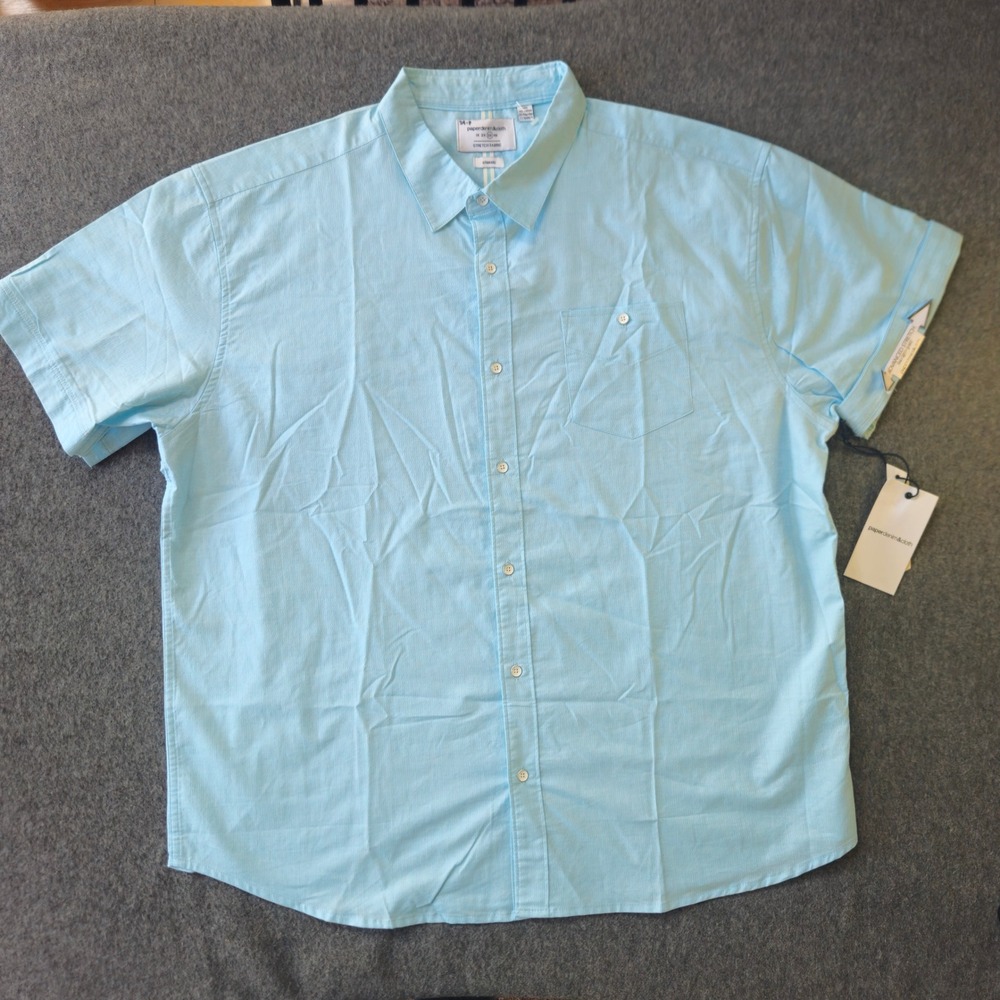 New! Paper Denim & Cloth Shirt 3X Lt Blue Classic Stretch Preppy Business Casual
